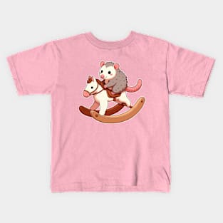 cute Possum ride rocking Horse Kids T-Shirt